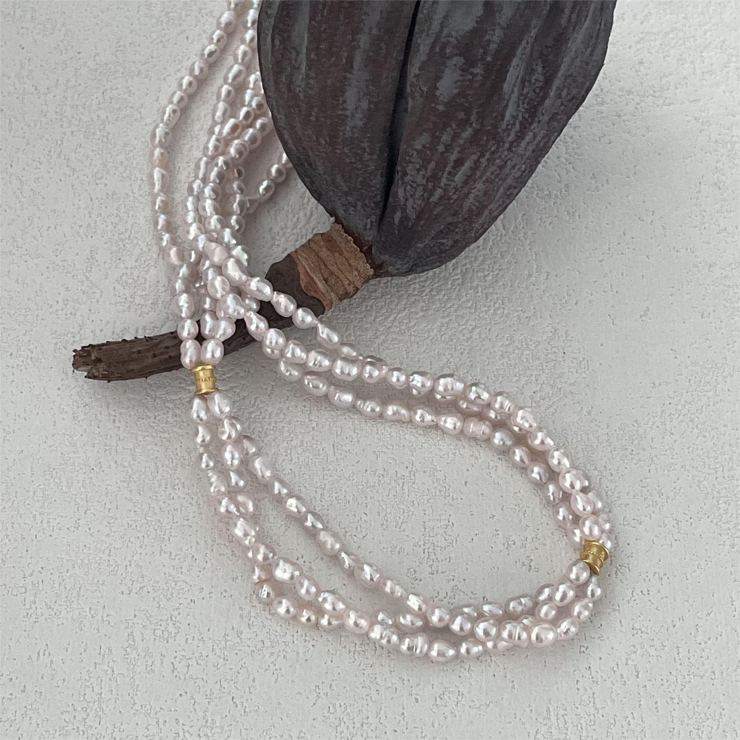 Natural Pearl - Three layer fairy pink necklace