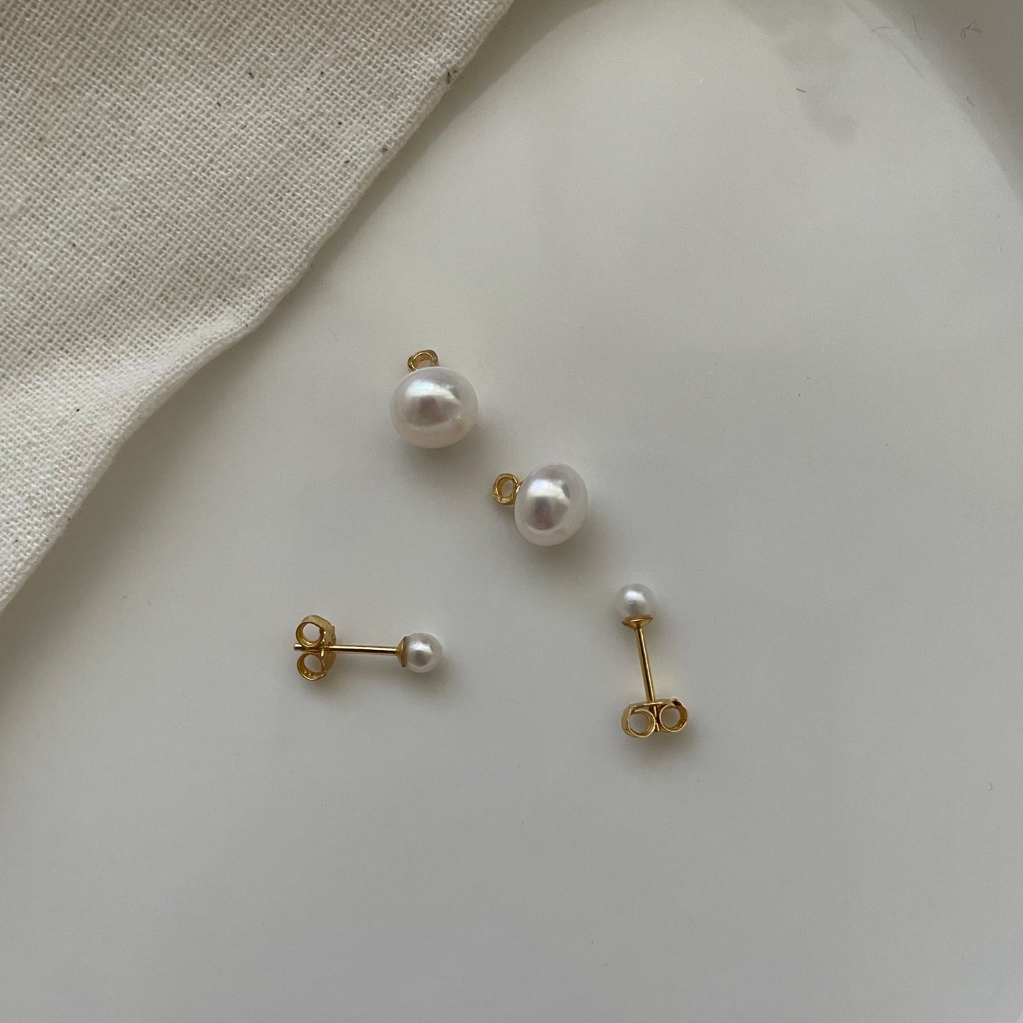 Double natural freshwater pearl earrings