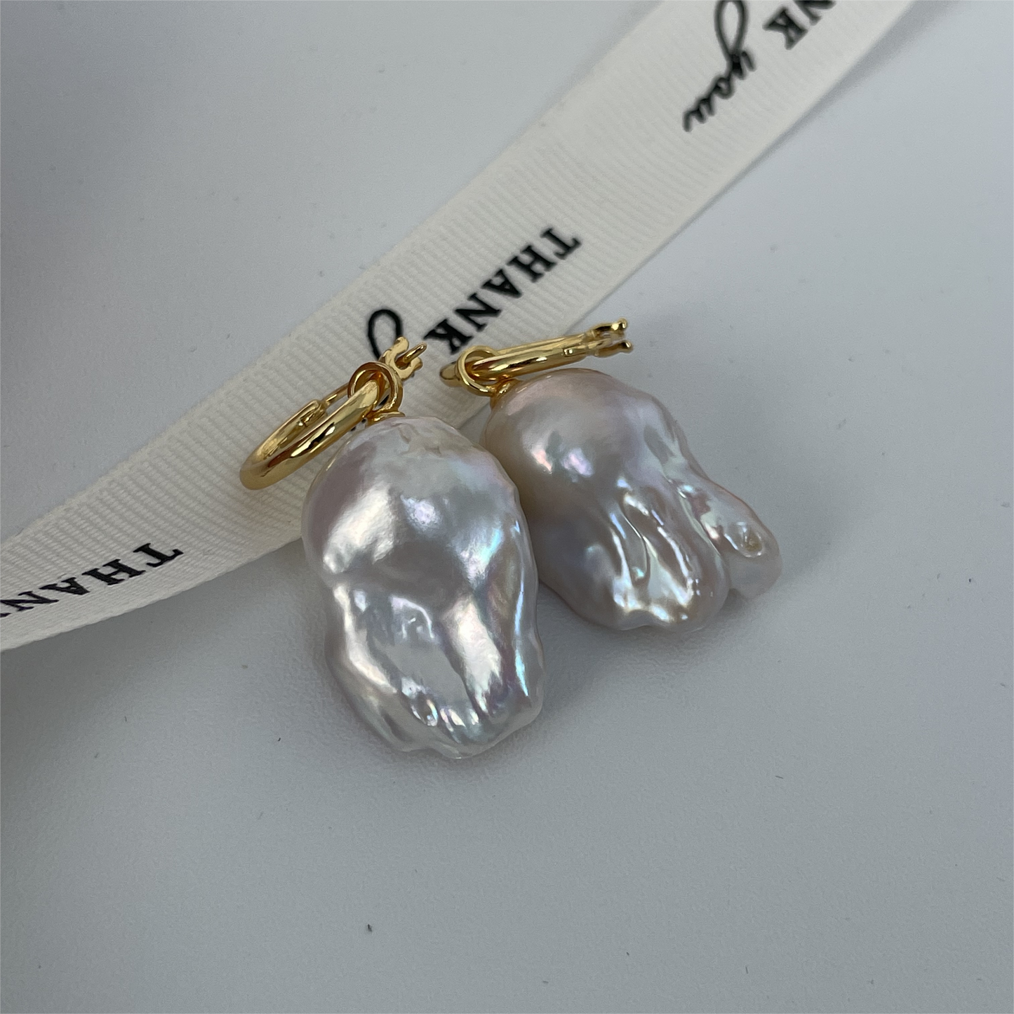 Large Baroque pearl pendant earrings