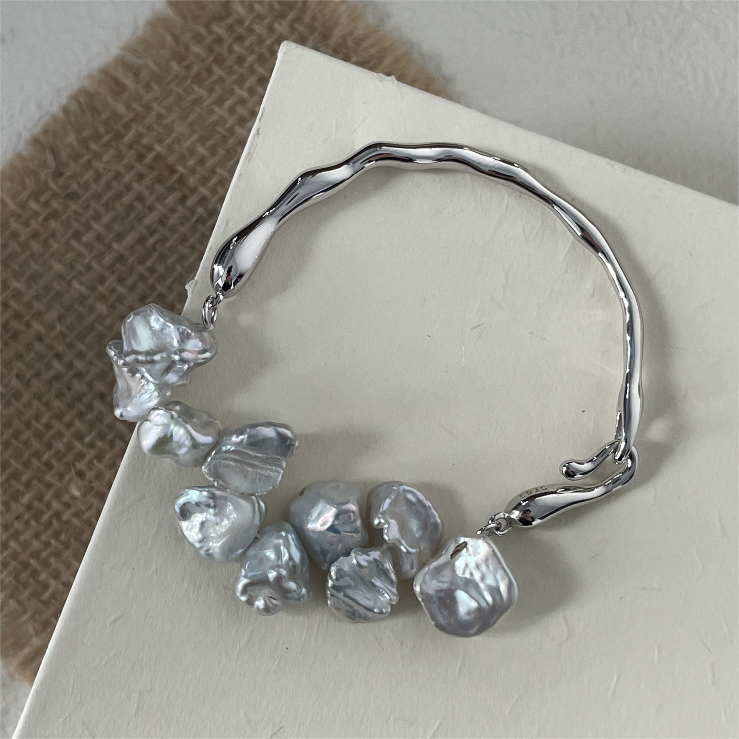 Baroque pearl petal bracelet